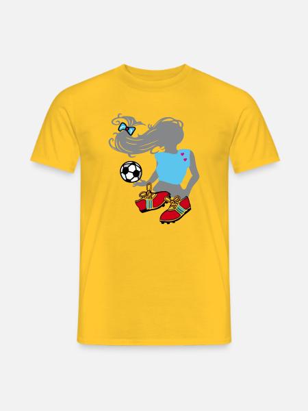 Fußballgirl, Frauenfussball - Männer T-Shirt - Gelb