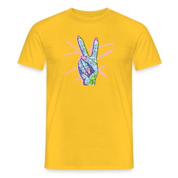 Peace Zeichen Victory Symbol Frau - Männer T-Shirt - Gelb - Vorne - AI Model Male 178 dark (178cm)