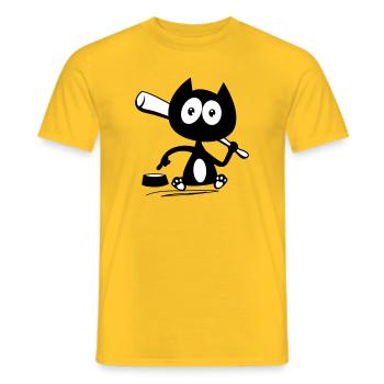 Give me food! Cat humor! - Men's T-Shirt - yellow - Front - AI Model Male 178 dark (178cm)