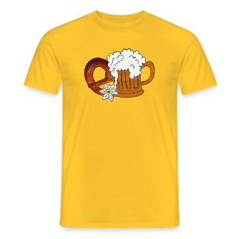 Bierglas, Volksfeste, Brezel mit Bierhumpen - Männer T-Shirt - Gelb - Vorne - AI Model Male 178 dark (178cm)