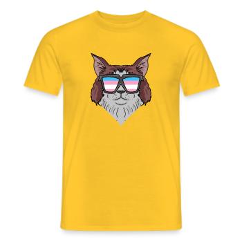 Transgender Transsexuell Maine Coon Katze Geschenk - Männer T-Shirt - Gelb - Vorne - AI Model Male 178 dark (178cm)