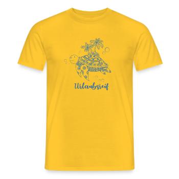 Urlaubsreif - Schildkröte mit Insel in blau - Männer T-Shirt - Gelb - Vorne - AI Model Male 178 dark (178cm)