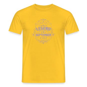 A legend was born in September 1982 - Men's T-Shirt - yellow - Front - AI Model Male 178 dark (178cm)