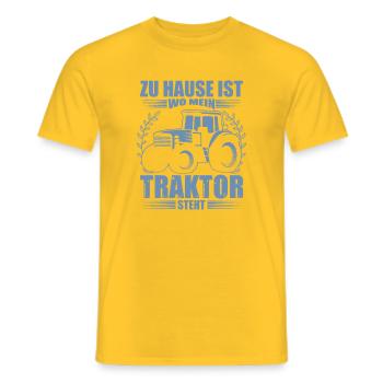 Landwirt Sprüche zu Hause ist wo mein Traktor - Männer T-Shirt - Gelb - Vorne - AI Model Male 178 dark (178cm)