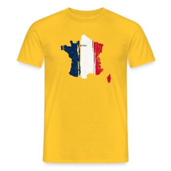Paris Brushstroke Flag France - Men's T-Shirt - yellow - Front - AI Model Male 178 dark (178cm)