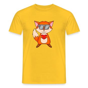 Fuchs mit Sonnenbrille und Herz - Männer T-Shirt - Gelb - Vorne - AI Model Male 178 dark (178cm)