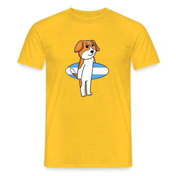 Surfboard Dog Beagle Surfing Gift - Men's T-Shirt - yellow - Front - AI Model Male 178 dark (178cm)
