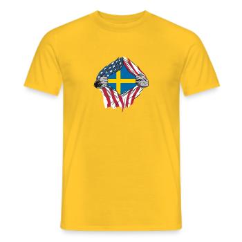 Drapeaux d'amitié USA Suède - T-shirt homme - jaune - Devant - AI Model Male 178 dark (178cm)