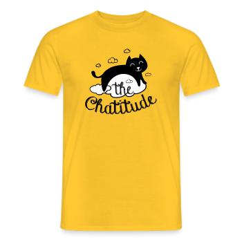 Chatitude, drôle de chat ! humour chat paresseux - T-shirt homme - jaune - Devant - AI Model Male 178 dark (178cm)