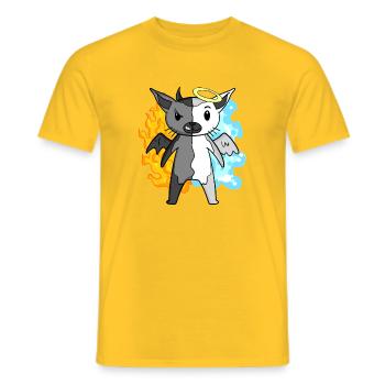 Cat Cat Breed Chausie - Angel and Devil - Men's T-Shirt - yellow - Front - AI Model Male 178 dark (178cm)