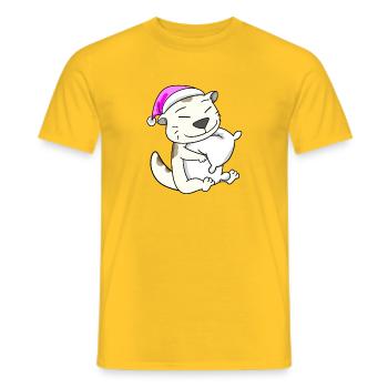 Katze Katzenrasse Devon Rex - Männer T-Shirt - Gelb - Vorne - AI Model Male 178 dark (178cm)