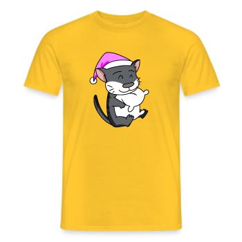 Katze Katzenrasse Norwegische Waldkatze - Männer T-Shirt - Gelb - Vorne - AI Model Male 178 dark (178cm)