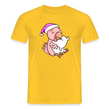 Chicken with pillow and sleeping cap - Men's T-Shirt - yellow - Front - AI Model Male 178 dark (178cm)