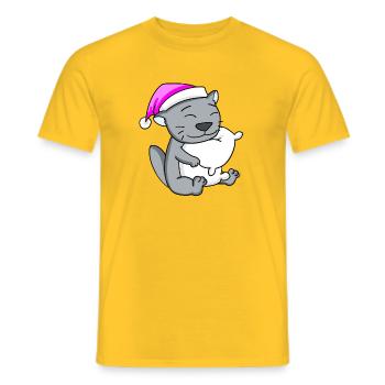 Katze Katzenrasse Britisch Kurzhaar - Männer T-Shirt - Gelb - Vorne - AI Model Male 178 dark (178cm)