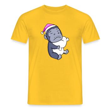 Gorilla with pillow and sleeping cap - Men's T-Shirt - yellow - Front - AI Model Male 178 dark (178cm)