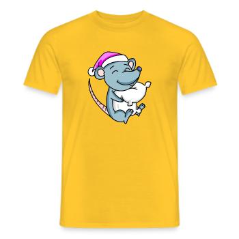 Mouse with pillow and sleeping cap - Men's T-Shirt - yellow - Front - AI Model Male 178 dark (178cm)