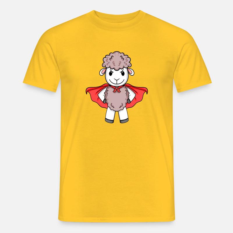 Schaf Superheld - Männer T-Shirt - Gelb