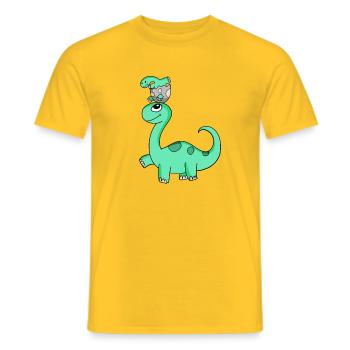 Dinosaurs with Baby Dinosaurs - Men's T-Shirt - yellow - Front - AI Model Male 178 dark (178cm)