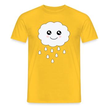 Nuage Kawaii Kawaii Chibi Kawaii Visage - T-shirt homme - jaune - Devant - AI Model Male 178 dark (178cm)