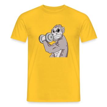 Affe Fitness Motivation Geschenk - Männer T-Shirt - Gelb - Vorne - AI Model Male 178 dark (178cm)