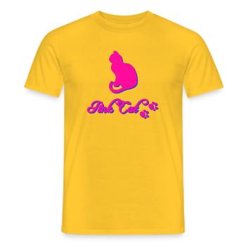 Pink cat, Tier tatzen, silhouetten - Männer T-Shirt - Gelb - Vorne - AI Model Male 178 dark (178cm)