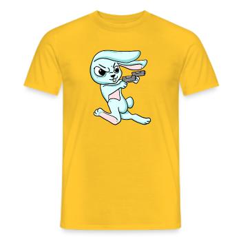 Hase mit Pistole - Männer T-Shirt - Gelb - Vorne - AI Model Male 178 dark (178cm)