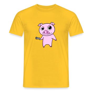 Schwein mit Pistole - Männer T-Shirt - Gelb - Vorne - AI Model Male 178 dark (178cm)