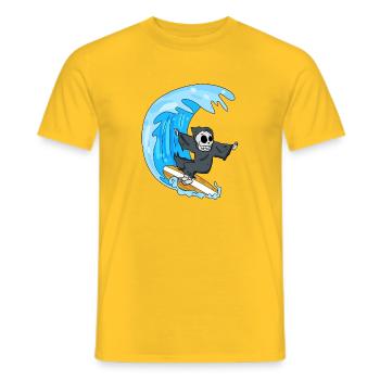 Grim Reaper Summer Surf surfboard - Men's T-Shirt - yellow - Front - AI Model Male 178 dark (178cm)