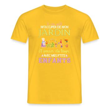 Je veux juste mon jardin et mes p'tis enfants - T-shirt homme - jaune - Devant - AI Model Male 178 dark (178cm)