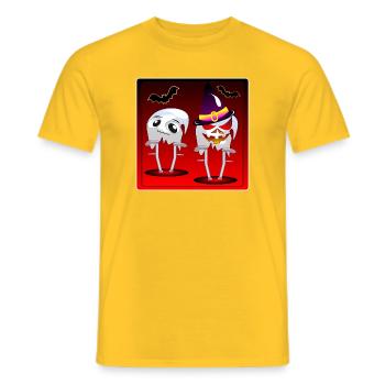 HALLOWEEN GHOSTS COSTUMES FOR COUPLES - CRUTCHES - Men's T-Shirt - yellow - Front - AI Model Male 178 dark (178cm)