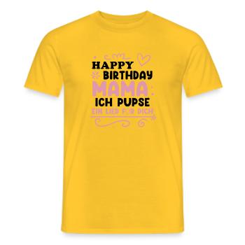Happy Birthday Mama als Baby Body - Männer T-Shirt - Gelb - Vorne - AI Model Male 178 dark (178cm)