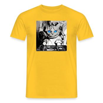 Katzen DJ Artwork - Männer T-Shirt - Gelb - Vorne - AI Model Male 178 dark (178cm)