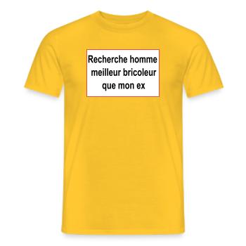 cherche homme - T-shirt homme - jaune - Devant - AI Model Male 178 dark (178cm)