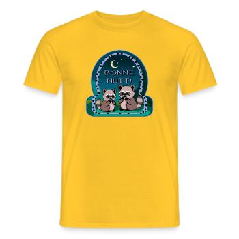 Gute Nacht - Waschbärpaar - Männer T-Shirt - Gelb - Vorne - AI Model Male 178 dark (178cm)