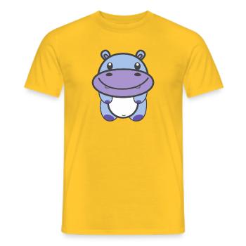 Hippopotame mignon Kawaii - T-shirt homme - jaune - Devant - AI Model Male 178 dark (178cm)
