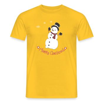 Bonhomme de neige joyeux avec écharpe - T-shirt homme - jaune - Devant - AI Model Male 178 dark (178cm)