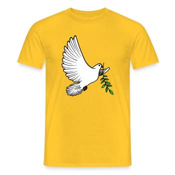 Weiße Friedenstaube weiß mit lorbeergrünem Zweig - Männer T-Shirt - Gelb - Vorne - AI Model Male 178 dark (178cm)