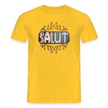 SALUT - FRANZÖSISCHE BEGRÜßUNGSFORMEL - FRANKREICH - Männer T-Shirt - Gelb - Vorne - AI Model Male 178 dark (178cm)