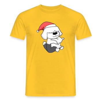 Shetland Sheepdog Chien de Noël Sommeil Fatigué - T-shirt homme - jaune - Devant - AI Model Male 178 dark (178cm)