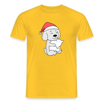 Maltese Chien Noël Sommeil Fatigué - T-shirt homme - jaune - Devant - AI Model Male 178 dark (178cm)