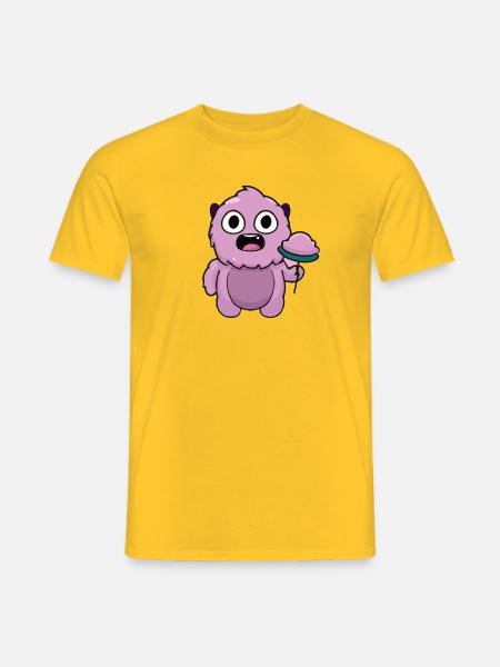 Cute Pink Monster | Funny Lollipop Chibi - Men's T-Shirt - yellow