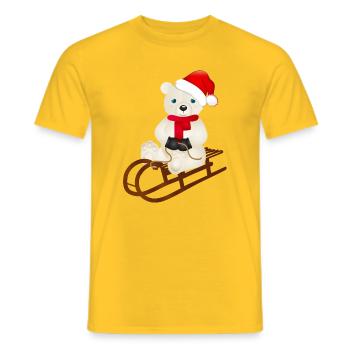 enchanting polar bear while sledging - Men's T-Shirt - yellow - Front - AI Model Male 178 dark (178cm)