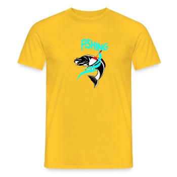 Fishing - Men's T-Shirt - yellow - Front - AI Model Male 178 dark (178cm)