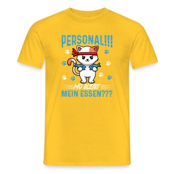 Personnel!!! Où est ma nourriture??? - T-shirt homme - jaune - Devant - AI Model Male 178 dark (178cm)
