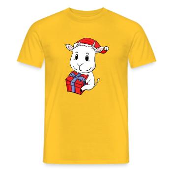 Weihnachten Ziege Baby mit Geschenk - Männer T-Shirt - Gelb - Vorne - AI Model Male 178 dark (178cm)