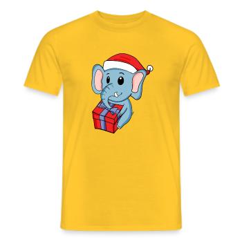 Christmas elephant with gifts - Men's T-Shirt - yellow - Front - AI Model Male 178 dark (178cm)