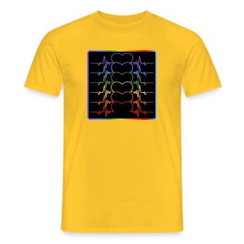 LGBTQIA-FLAGGE - HEARTBEAT PRIDE - Männer T-Shirt - Gelb - Vorne - AI Model Male 178 dark (178cm)