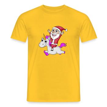 Santa Claus Unicorn Motif Christmas - Men's T-Shirt - yellow - Front - AI Model Male 178 dark (178cm)