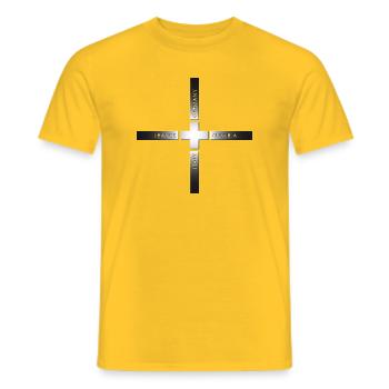 Swiss Cross and neighbouring countries Metal - Men's T-Shirt - yellow - Front - AI Model Male 178 dark (178cm)