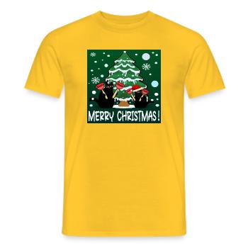 JOYEUX NOËL - DRÔLES DE CHATS - PISTON DE TOILETTE - T-shirt homme - jaune - Devant - AI Model Male 178 dark (178cm)